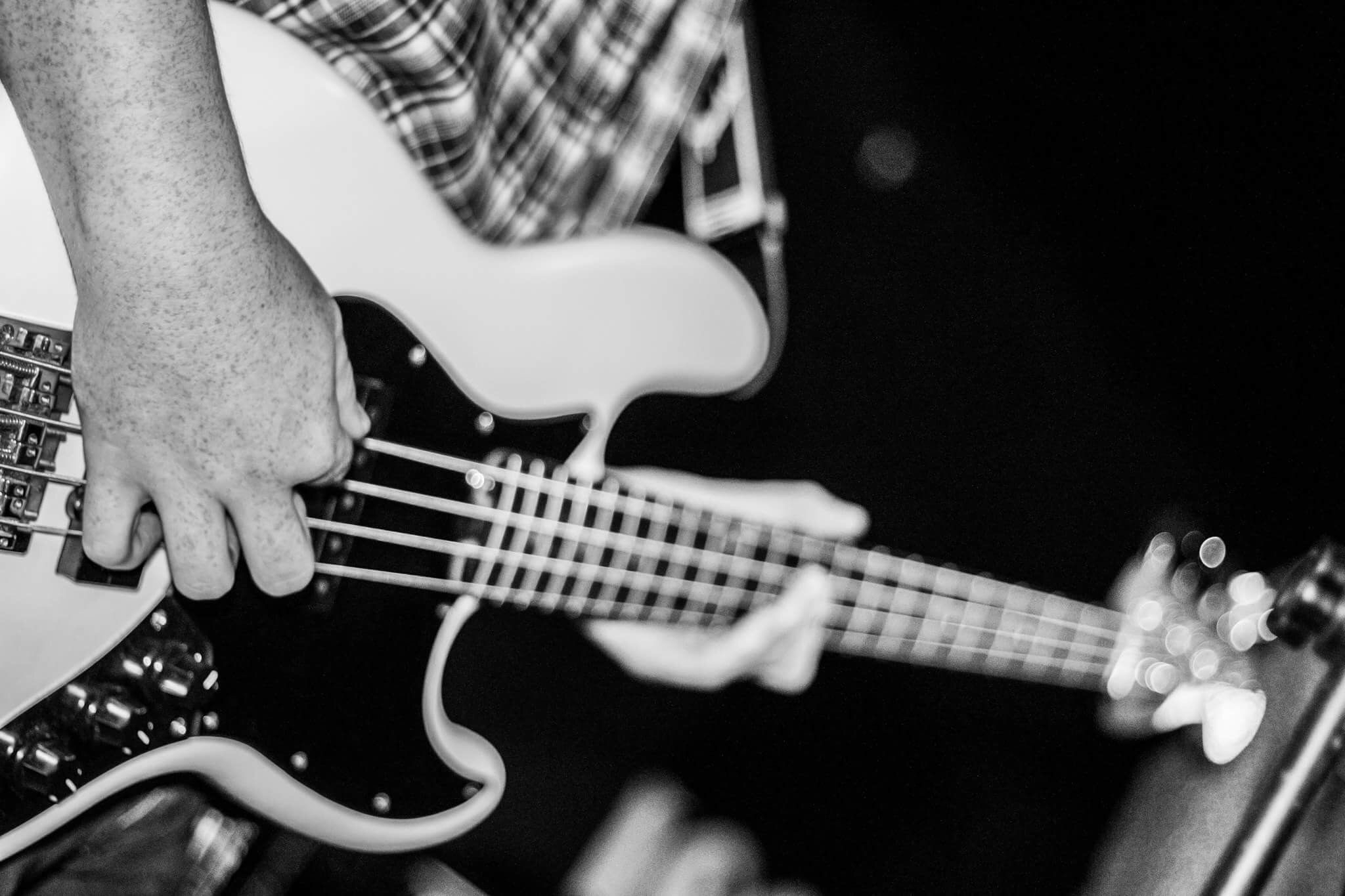 Close-up of bass guitar